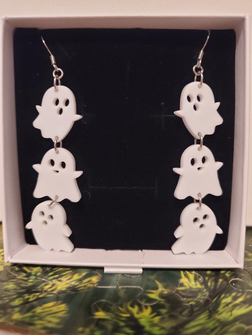 White Ghost Dangle Earrings - Halloween Earrings